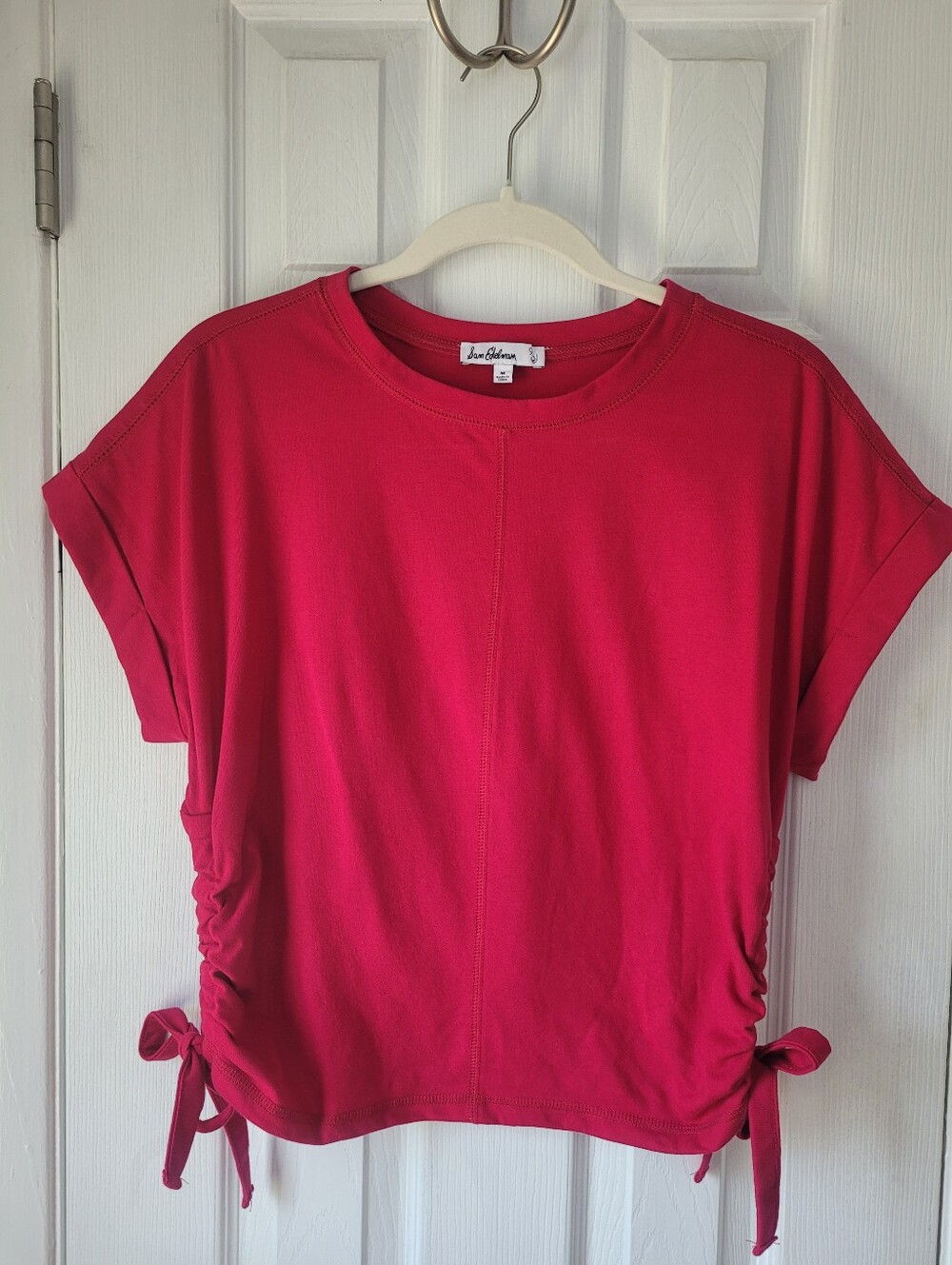 Sam Edelman Women’s M Pink Ruched Side Tie Dolman Sleeve Top
